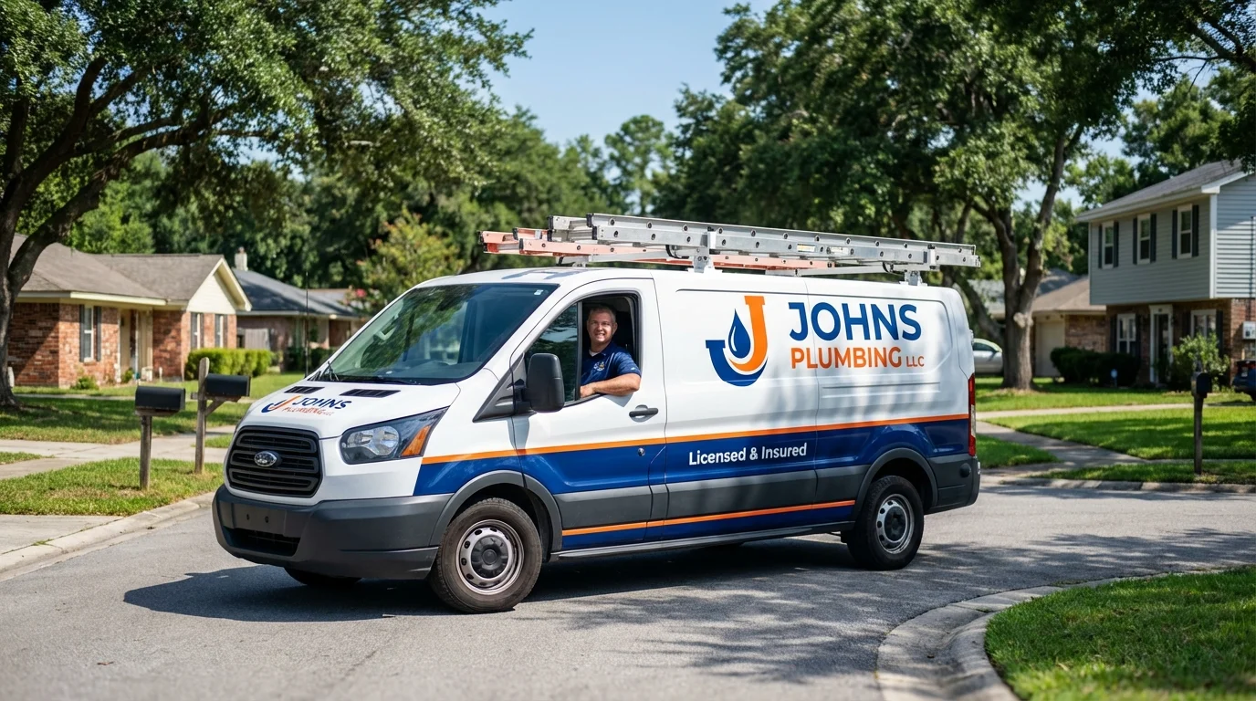 Johns Plumbing LLC service van in Woodlawn, IL