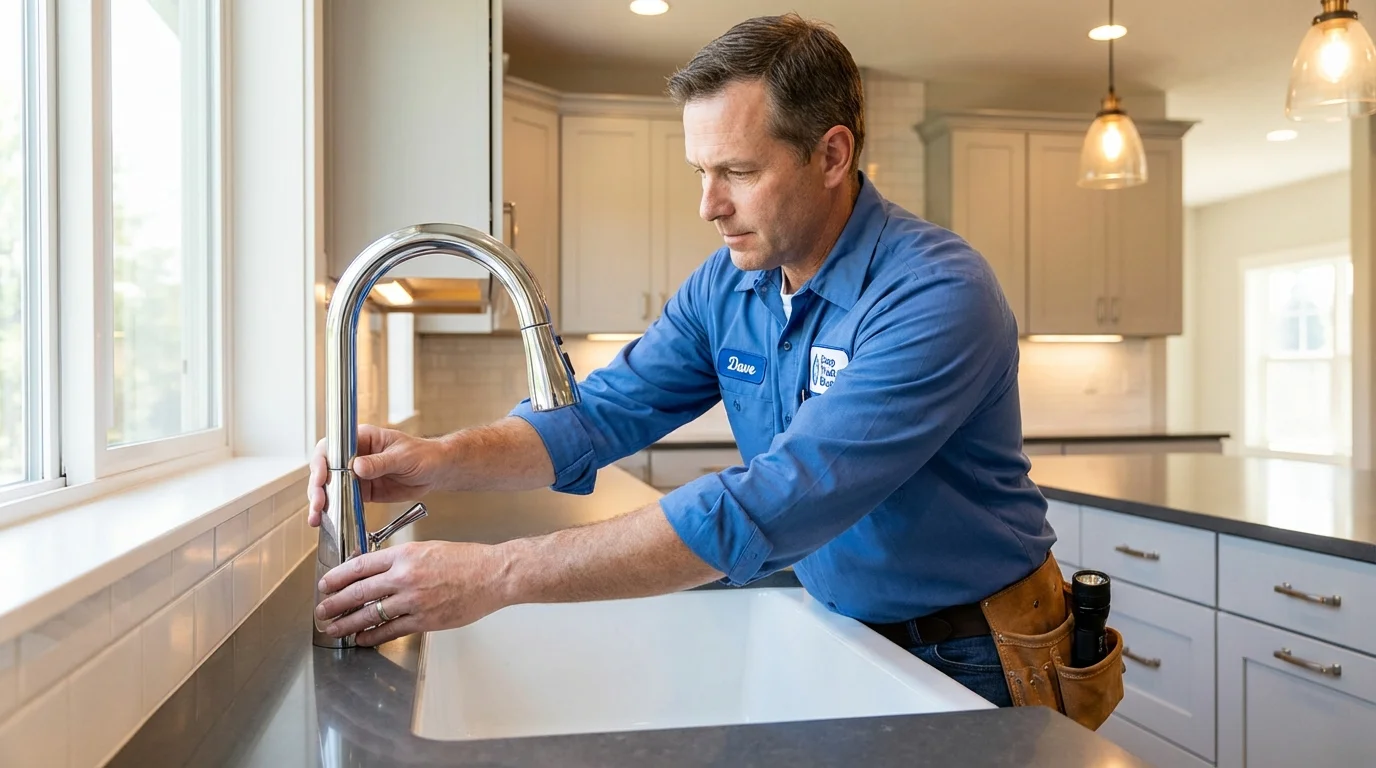 Kitchen faucet installation by Johns Plumbing LLC in Woodlawn