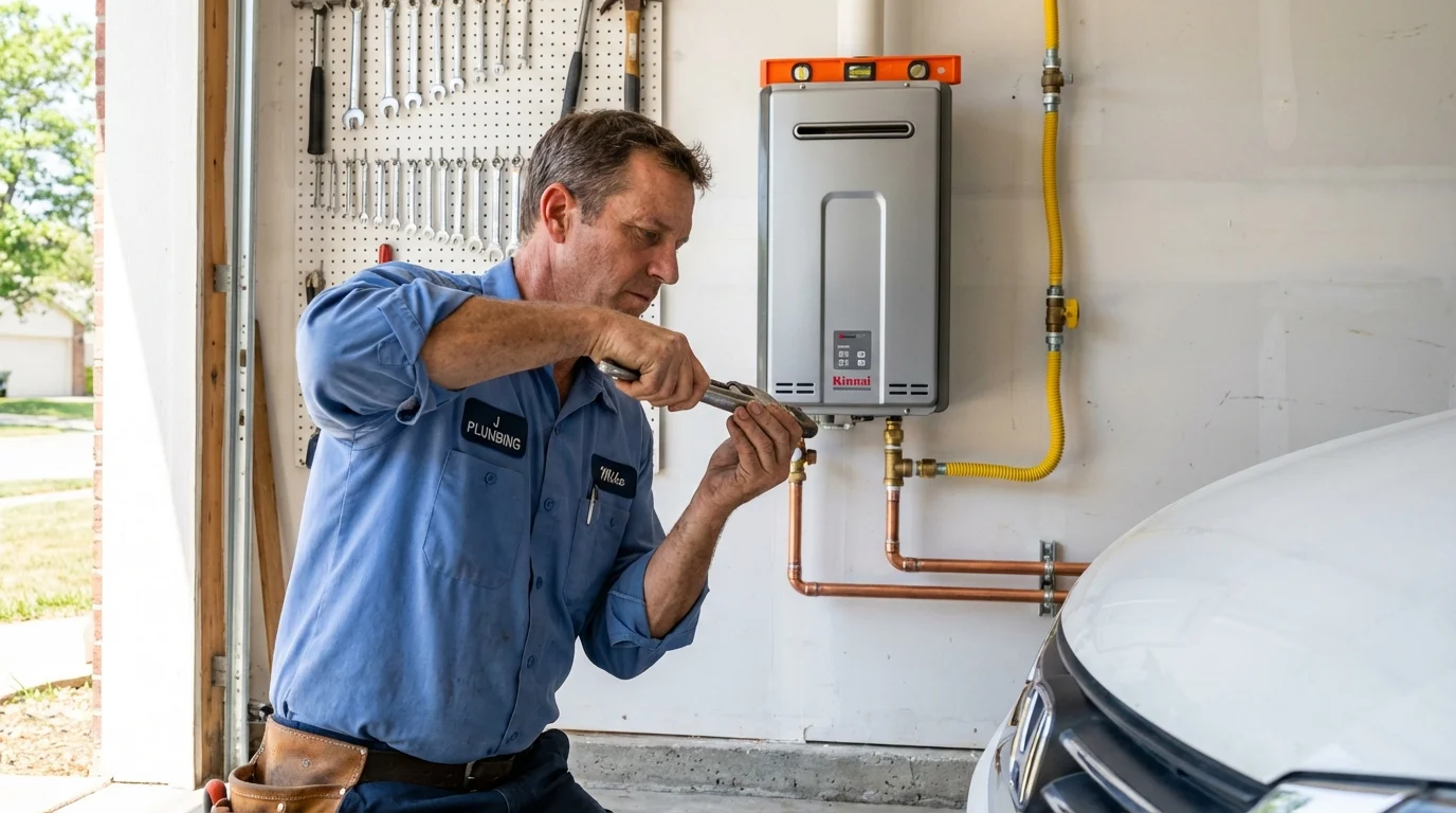 Tankless water heater installation by a Johns Plumbing LLC plumber in Woodlawn